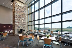 JRMC dining room, large windows, Apple Basket Cafe