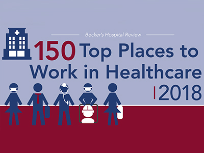 Jamestown Regional Medical Center recently made the Becker’s Healthcare “150 Top Places to Work in Healthcare | 2018” list.