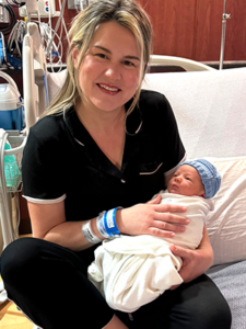 Mom holding new baby