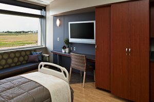 Hotel like hospital room JRMC flatscreen TV
