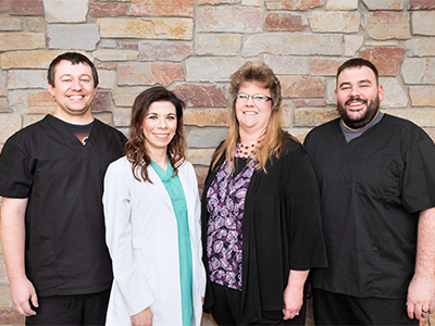 The JRMC Cancer Center care team consists of Oncology Nurse Practitioner Laura Bond, Registered Nurses Garret Hillius and K.C. Robison, as well as Patient Access Clerk Lori Vondal.