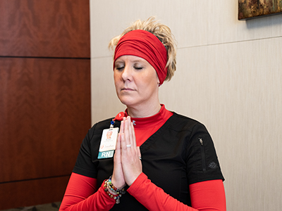 Rachel Macdonald, a registered nurse in the JRMC Emergency Department is offering a 60-minute class online, called Yoga Bliss for COVID Calm.