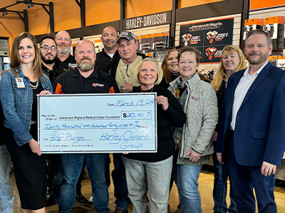 Stutsman Harley Davidson and Polar Pig Walk the Plank donation presentation.