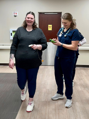 Image of Megan Anderson and respiratory care patient.